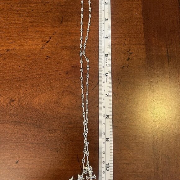 Chrome Hearts Cross Diamonds Pendant 925 Silver Necklace Dust Bag + Box - Picture 3 of 5